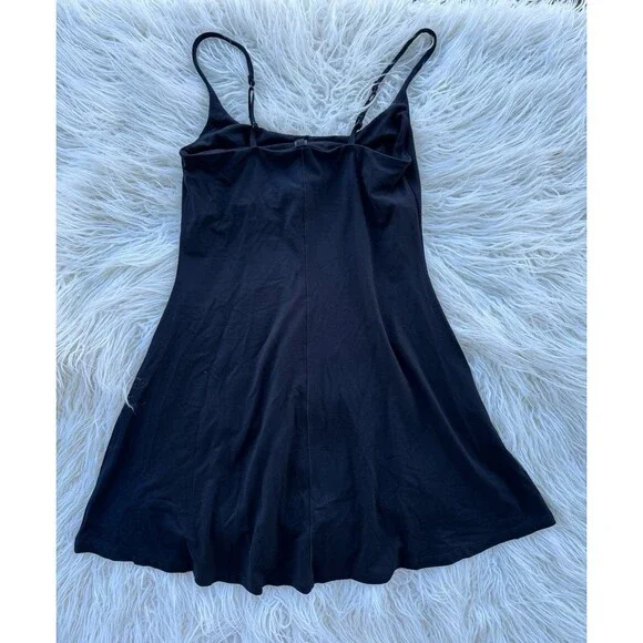 Skims Smooth Lounge Skimpy Strap Scoop Neck Mini Dress Obsidian Size Small - Picture 6 of 11